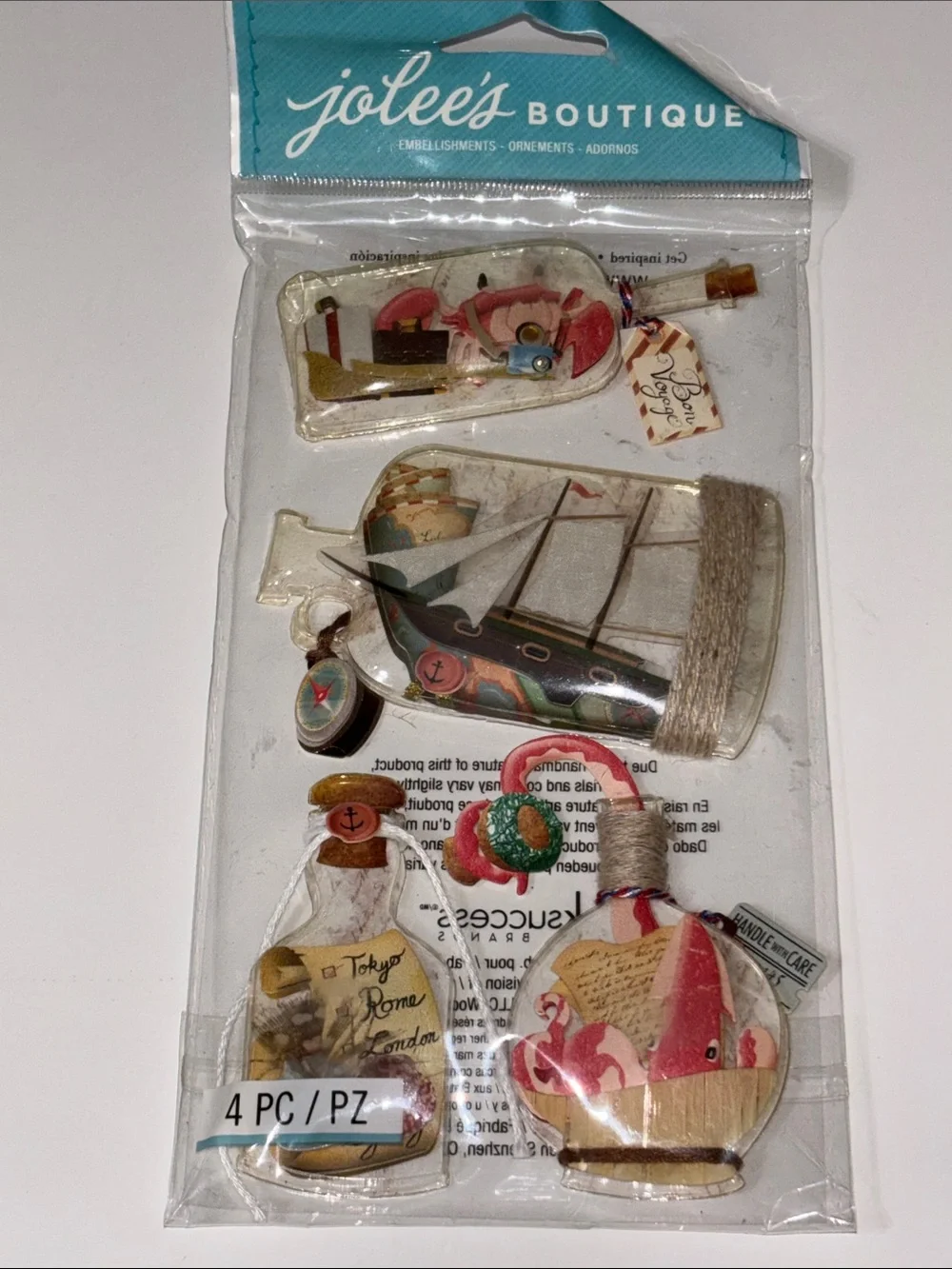 Jolee's Boutique Nautical Bottle Embellishments Jolees Message In Bottle 3D